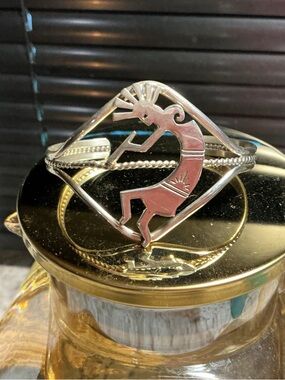 Sterling Silver Kokopelli Cuff Bracelet - Silver